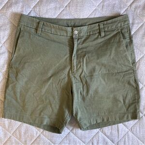 Lululemon Chino Golf Shorts Mens 34 Army Green 7” Inseam Cotton Poly Stretch